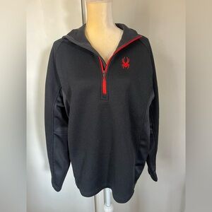 Spyder Men’s Black Mid Weight Waffle Knit Polyester Quarter Zip Ski Jacket L